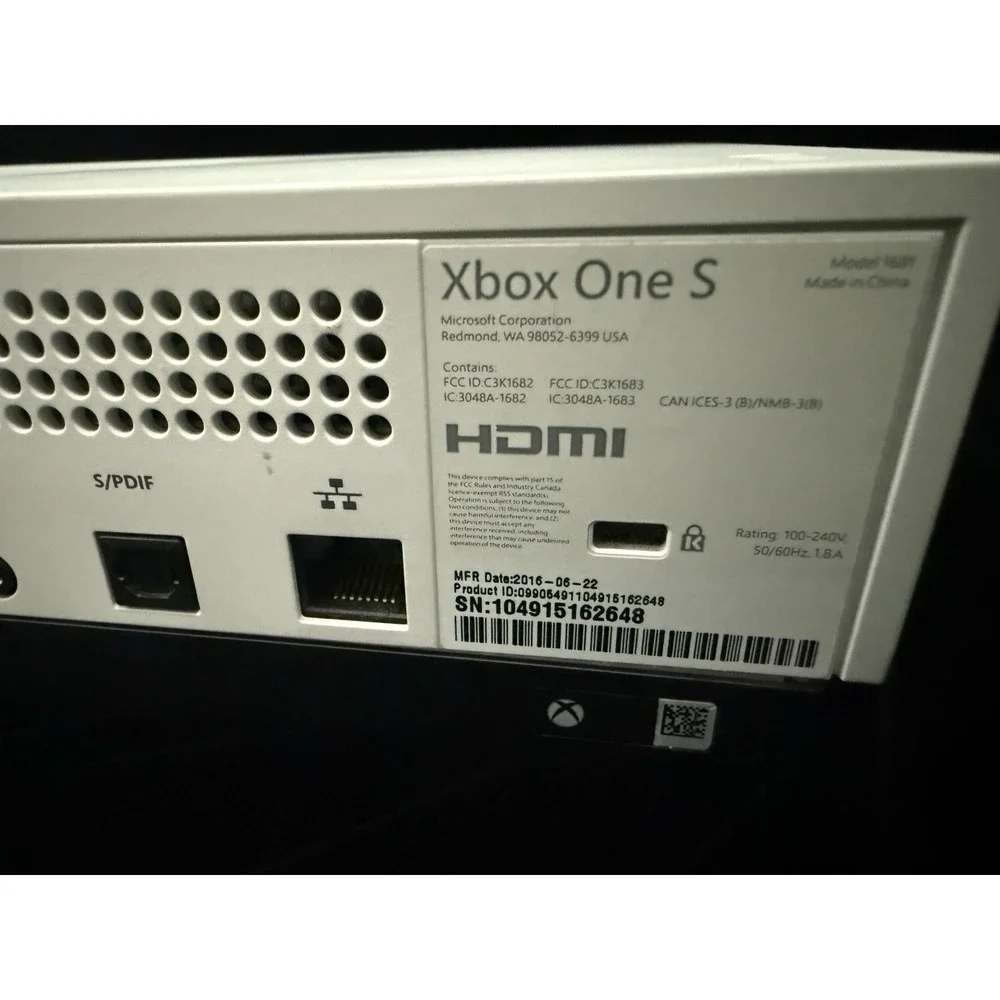 Microsoft Xbox One S (Model 1681) 500GB White Gaming System Console Only, Tested